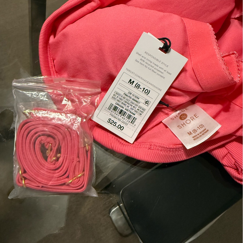 NWT! Shade & Shore Women’s High Leg Cheeky Pink Strapless Swimsuit, Size Medium! - Picture 4 of 7